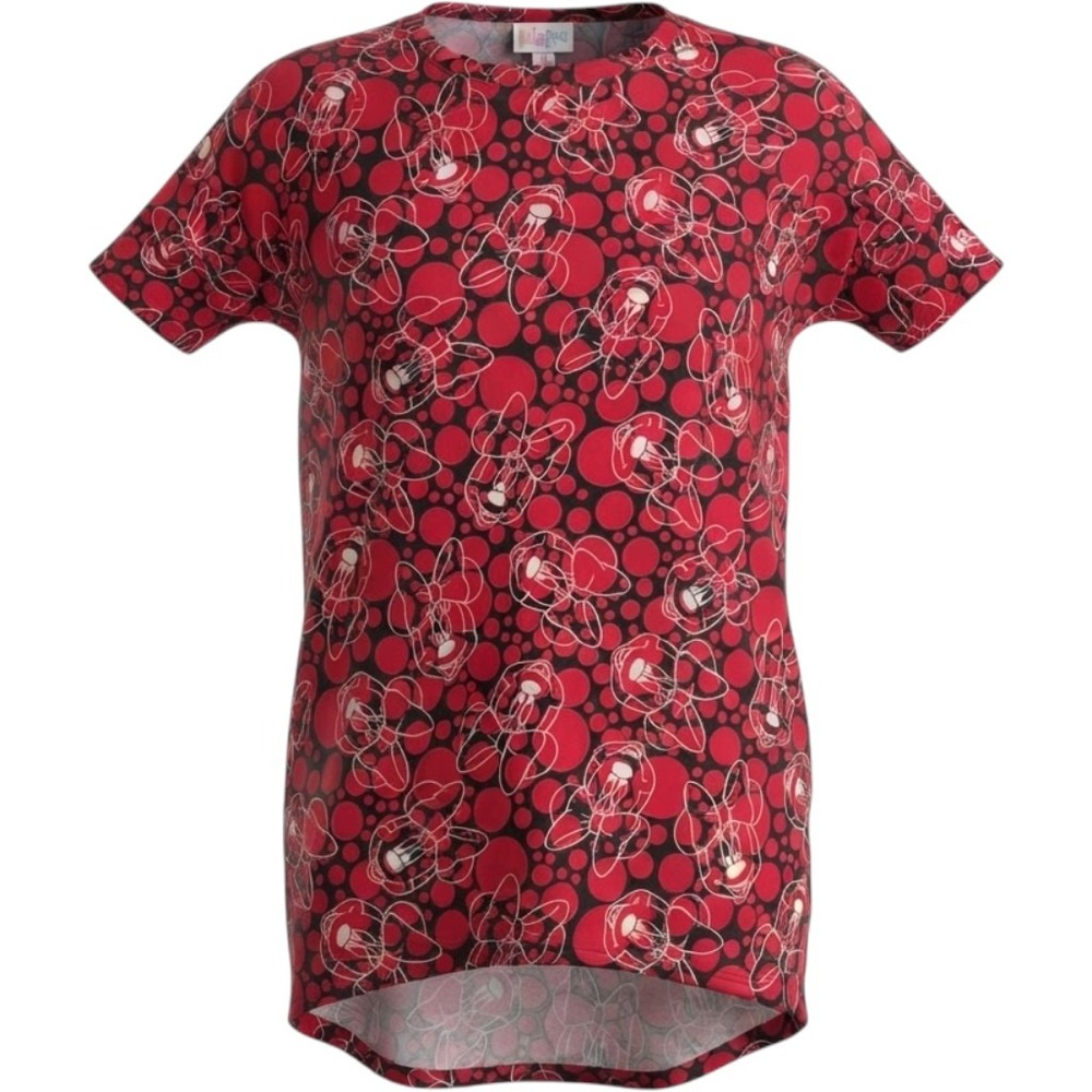 LuLaRoe Disney Minnie Mouse Shirt XXS Womens Red Black Polka Dot Irma Tunic Top